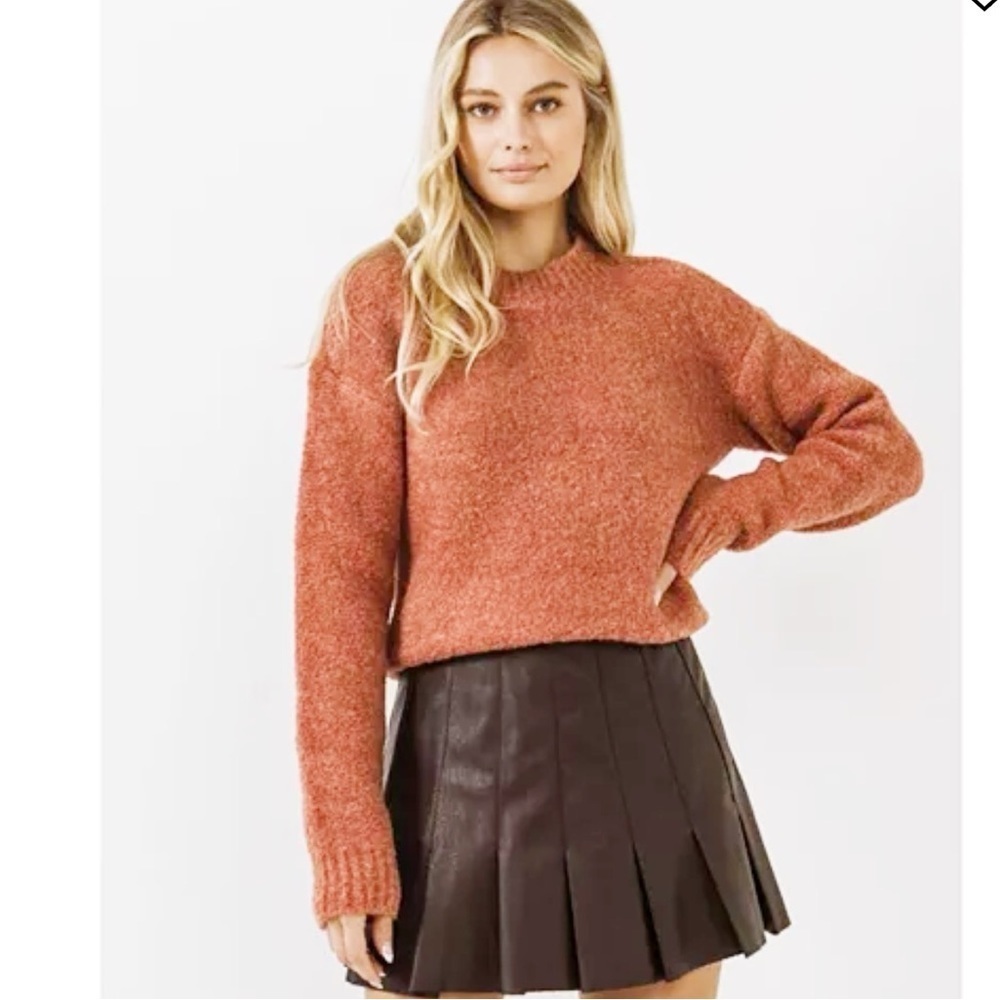 English factory orange peach crewneck chunky pullover sweater
